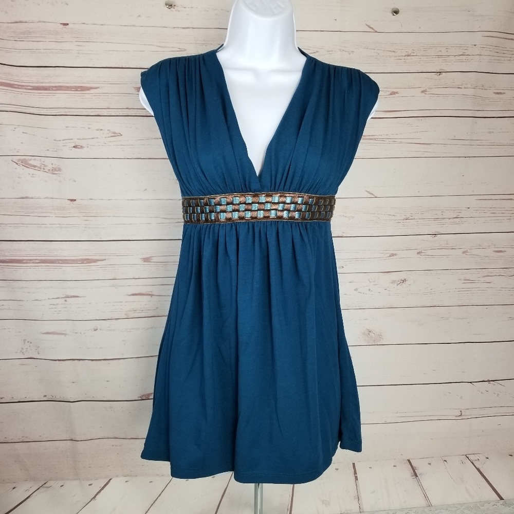 E.N.V Women's S Gathered Waist with Metallic Belt